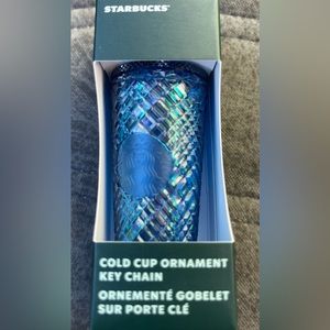 New Starbucks Ornament Holiday 2022 Blue Iridescent Cold Cup Keychain Christmas